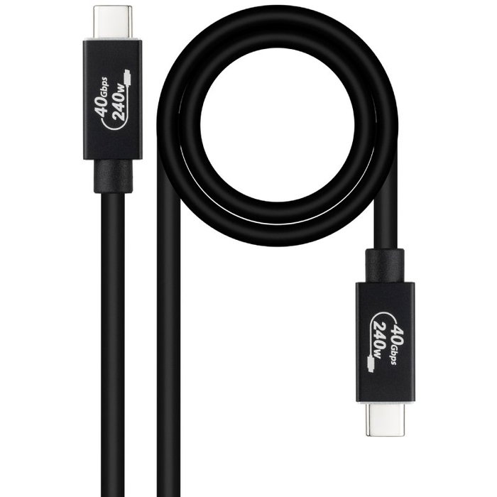 Nanocable Cable USB 4 Gen 3x2 USB-C a USB-C 40Gbps 240W 1.8m Negro